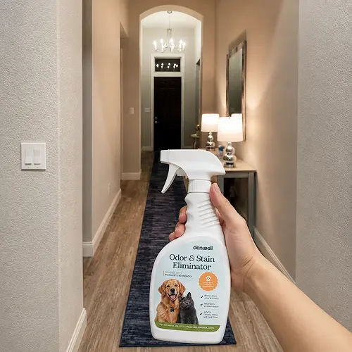 Denwell spray used in a hallway
